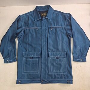 Vintage Counter Attack Denim Jacket Metallic Blue Streetwear Men's XL Rare EUC‎